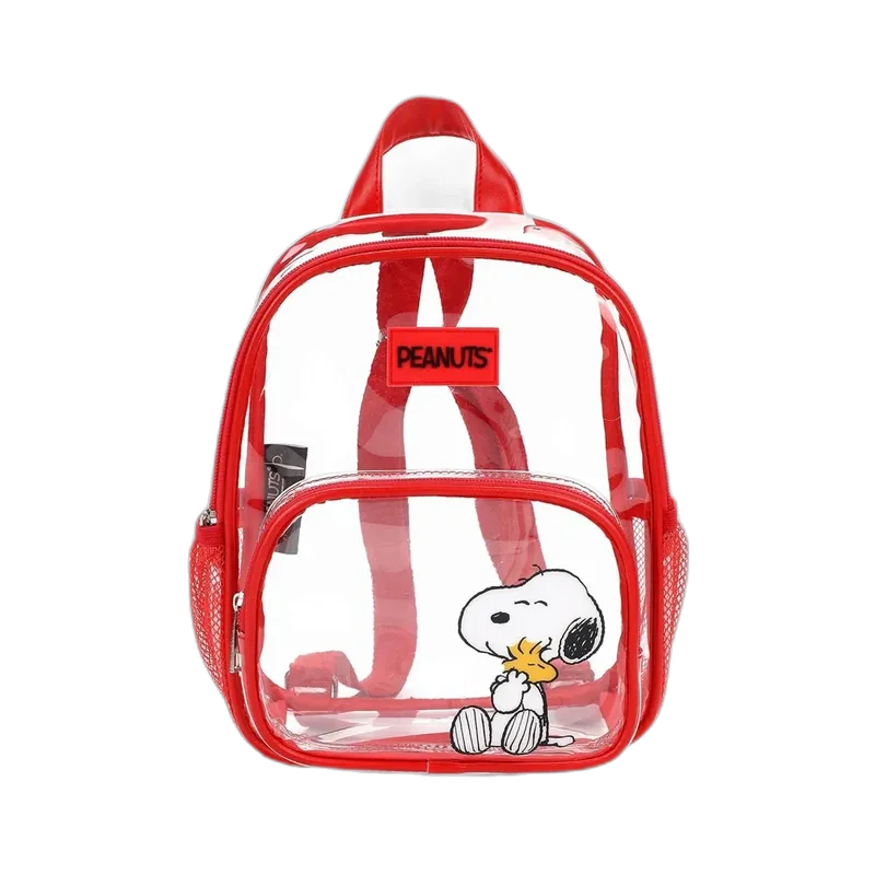 Bioworld Peanuts Snoopy & Woodstock Clear 10 inch Adult Mini Backpack