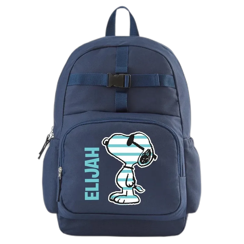 Let's Make Memories Kids Backpack for School - Personalized - PEANUTS SNOOPY Bookbag with Optional Lunch Box - Navy Blue - Too Cool