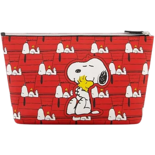 Concept One Peanuts Snoopy and Woodstock Women's Makeup Bag, Red