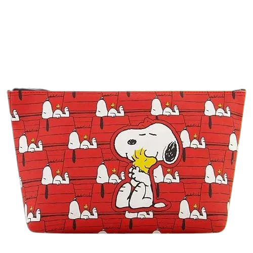Concept One Peanuts Snoopy and Woodstock Women's Makeup Bag, Red