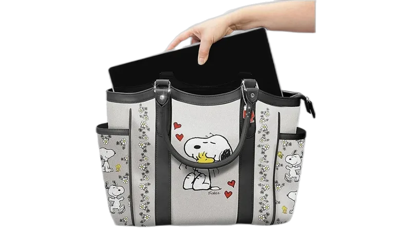 The Bradford Exchange PEANUTS Happiness Is Friendship Women's Handbag with Snoopy & Woodstock Artwork and Dog House Charm