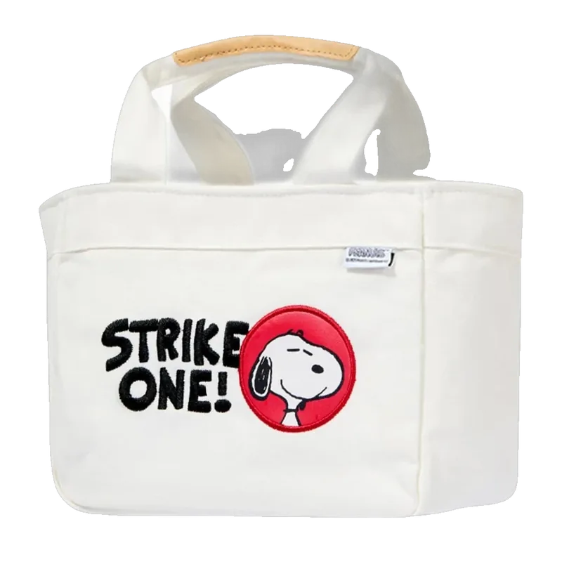 MINISO Snoopy Cute Creamy White Tote Bag, Stylish Tote Portable Bag for Women, Reusable Lunch Bag, Built-in Pocket, Suitable for School, Work, Holiday Travel