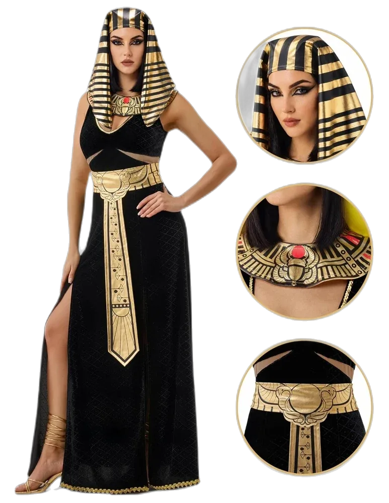 Spooktacular Creations Women's Black Cleopatra Costume with Cleopatra Accessories for Halloween