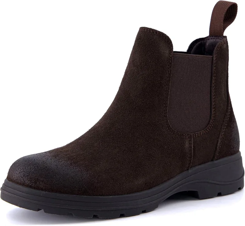 CUSHIONAIRE Britain genuine suede Chelsea ankle boots for women in chocolate photo 1